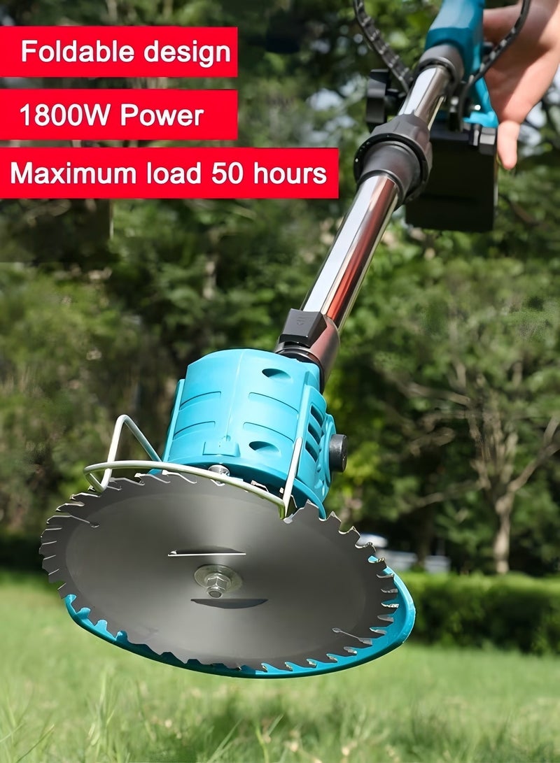 عربست جزازة عشب لاسلكية 48 فولت، قابلة للطي والسحب مع شاحن سريع، تعمل ببطارية 4.0 أمبير، مزودة بثلاث شفرات قص، أداة تشذيب عشب كهربائية محمولة لأعمال الحديقة - Image 2